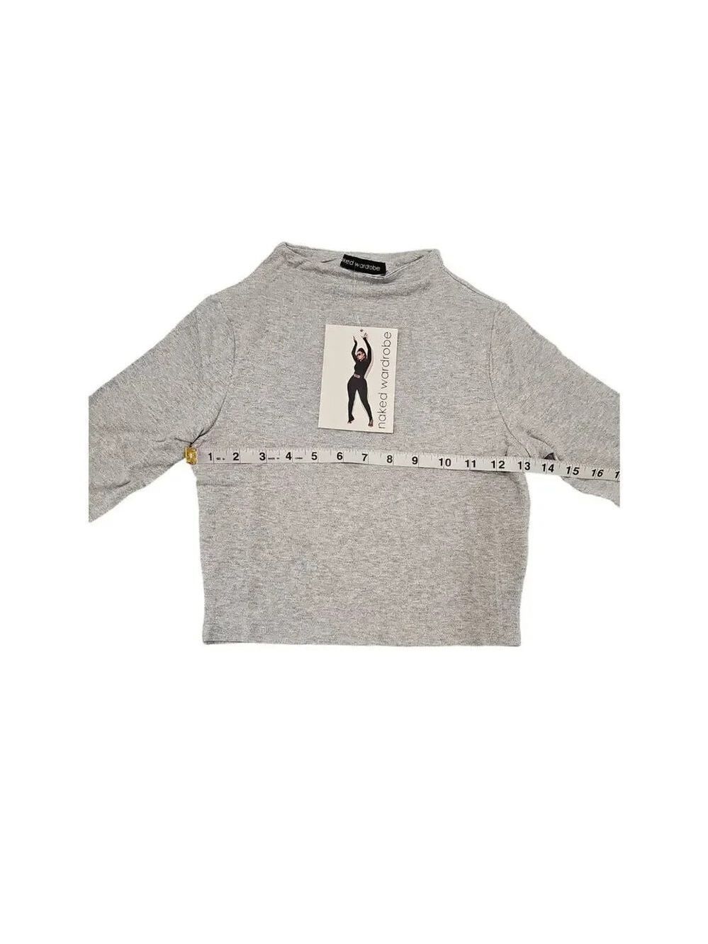 Naked Wardrobe THE NW CROP TOP IN HEATHER GREY Sz M - Picture 7 of 9